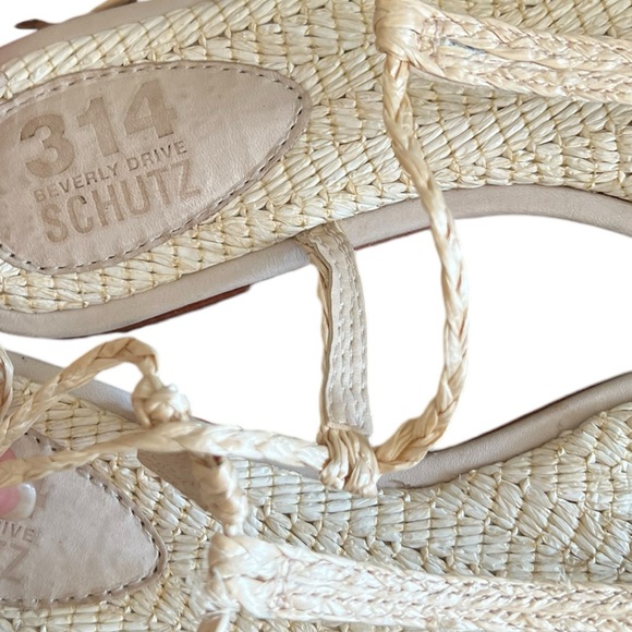 SCHUTZ 314 Straw Embroidered Woven Wrap Gladiator Thong Sandals - Picture 5 of 11